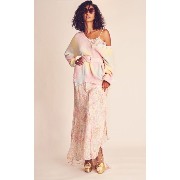 LoveShackFancy Naveen V-Neck Pullover Sweater Tie Dye Fairy Tale Women’s Small - Picture 7 of 16